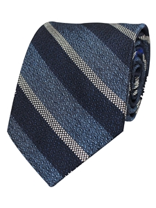 Blue Woven Stripe Silk/Cotton Men's Tie | Gitman Bros. Ties Collection | Sam's Tailoring Fine Men Clothing