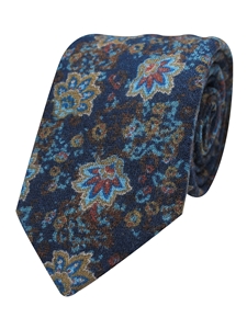 Navy Printed Floral Men's Wool Tie | Gitman Bros. Ties Collection | Sam's Tailoring Fine Men Clothing