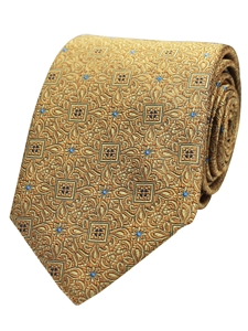 Gold Woven Neat Printed Silk Tie | Gitman Ties Collection | Sam's Tailoring Fine Men Clothing