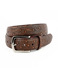 Vintage Dark Cognac South African Ostrich Skin Belt | Torino Leather Belts Collection | Sam's Tailoring Fine Men's Clothing