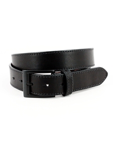 Black Casual Deertan Gove Leather Blackout Belt | Torino Leather Belts Collection | Sam's Tailoring Fine Men Clothing