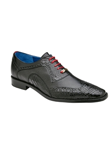 Black American Alligator & Pebble Grain Calf Roberto Shoe | Belvedere Dress Shoes Collection | Sam's Tailoring Fine Men's Clothing