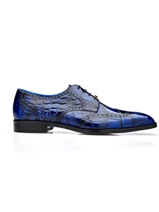 Antique Blue Genuine American Alligator Santo Shoe | Belvedere Dress Shoes Collection | Sam's Tailoring Fine Men's Clothing