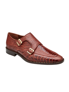 Antique Rust Ostrich Leg Valiente Monk Strap Shoe | Belvedere Dress Shoes Collection | Sam's Tailoring Fine Men's Clothing