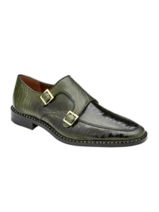 Antique Forest Ostrich Leg Valiente Monk Strap Shoe | Belvedere Dress Shoes Collection | Sam's Tailoring Fine Men's Clothing