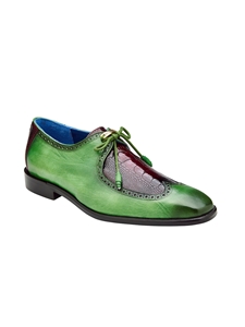 Antique Emerald/Wine Genuine Ostrich Leg Shoe | Belvedere Dress Shoes Collection | Sam's Tailoring Fine Men's Clothing