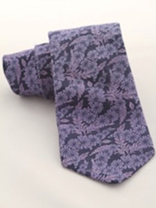 IKE Behar Charcoal with Floral Design Silk Tie 200115 - Fall 2014 Collection Neckwear | Sam's Tailoring Fine Men's Clothing
