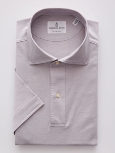 Grey Premium Jersey Knit Short Sleeve Polo | Emanuel Berg Polos | Sam's Tailoring Fine Men Clothing