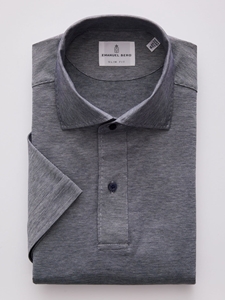 Navy Premium Jersey Knit Short Sleeve Polo | Emanuel Berg Polos | Sam's Tailoring Fine Men Clothing