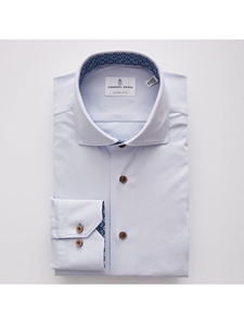 Light Blue Modern 4Flex Stretch Knit Men's Shirt | Emanuel Berg Shirts Collection | Sam's Tailoring Fine Men Clothing