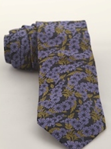 IKE Behar Charcoal with Floral Design Silk Tie 200123 - Fall 2014 Collection Neckwear | Sam's Tailoring Fine Men's Clothing