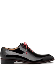 Black Dietro 2 Asymmetrical Patent Oxford Shoe | Mezlan Lace Up Shoes Collection | Sam's Tailoring Fine Men's Clothing