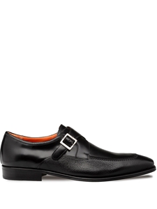 Black Textured Deerskin & Shiny Calfskin Pego Monk Strap Shoe | Mezlan Monk Strap Shoe Collection | Sam's Tailoring Fine Men's Clothing