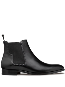 Black Side Zip Patina Men's Ankle Chelsea Boot | Mezlan Boots Collection | Sam's Tailoring Fine Men's Clothing