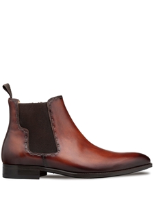 Cognac Side Zip Patina Men's Ankle Chelsea Boot | Mezlan Slip Ons Collection | Sam's Tailoring Fine Men's Clothing