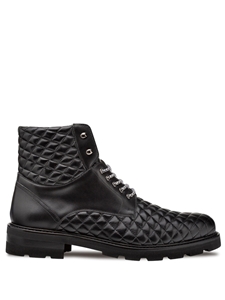 Black Dolfi Quilted Leather Alpine Men's Boot | Mezlan Boots Collection | Sam's Tailoring Fine Men's Clothing