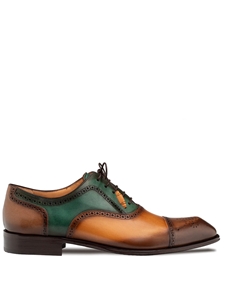 Brown Multi Galante Tri-Tone Cap Toe Men's Oxford | Mezlan Lace Up Collection | Sam's Tailoring Fine Men's Clothing