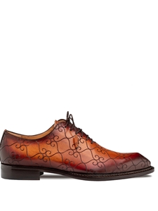 Cognac/Rust Tribeca Laser Print Men's Oxford Shoe | Mezlan Lace Up Collection | Sam's Tailoring Fine Men's Clothing