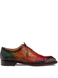Cognac Marble Multi Tone Alligator Men Oxford Shoe | Mezlan Lace Up Collection | Sam's Tailoring Fine Men's Clothing