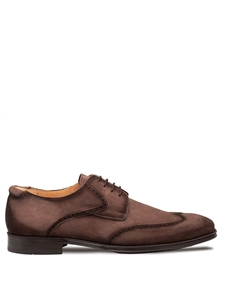 Brown Benante Suede Wing Tip Men's Derby Shoe | Mezlan Lace Up Collection | Sam's Tailoring Fine Men's Clothing