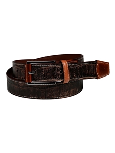 Brown Alligator Tail Embossed Calfskin Men'S Belt | Torino Leather Cool Casual Belts Collection | Sam's Tailoring Fine Men's Clothing