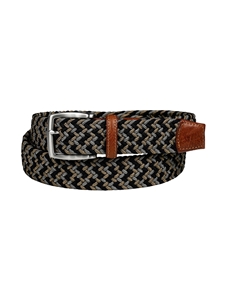 Black & Gold Multi Italian Woven Rayon Stretch Taurus Tabs Casual Belt | Torino Leather Resort Casual Belts Collection | Sam's Tailoring Fine Men's Clothing