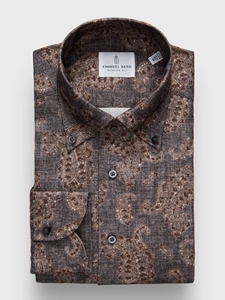 Dark Grey Cotton Luxe Flannel Paisley Casual Men's Shirt | Emanuel Berg Casual Shirts Collection | Sam's Tailoring Fine Men's Clothing