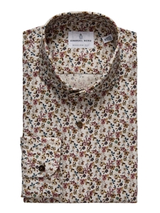 Light Pastel Brown Melange Twill Floral Print Casual Shirt | Emanuel Berg Casual Shirts Collection | Sam's Tailoring Fine Men's Clothing