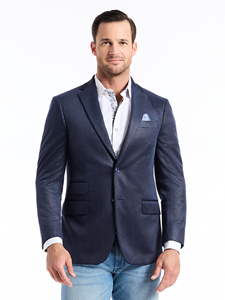 Navy Houndstooth Pattern Colden Men's Blazer | Robert Graham Blazers Collection | Sam's Tailoring Fine Men's Clothing
