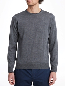 Dark Grey Light Gauge Crew Neck Men's Sweater | Emanuel Berg Sweaters Collection | Sam's Tailoring Fine Men Clothing