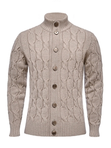 Mocca Premium Button Kinit Men's Cardigan | Emanuel Berg Cardigans Collection | Sam's Tailoring Fine Men Clothing