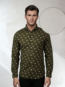 Dark Green Wild Stallions Nova Men'S Shirt | Stone Rose Shirts Collection | Sam's Tailoring Fine Men Clothing
