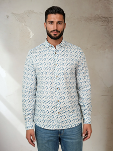 White Snowbrush Printed Men'S Nova Shirt | Stone Rose Shirts Collection | Sam's Tailoring Fine Men Clothing