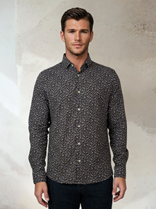 Dark Navy Meadow Ditsy Nova Men'S Shirt | Stone Rose Shirts Collection | Sam's Tailoring Fine Men Clothing