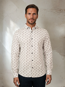 White Feather Paisley Long Sleeve Nova Shirt | Stone Rose Shirts Collection | Sam's Tailoring Fine Men Clothing