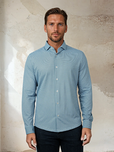 Dark Navy Clasp Geometric Apex Long Sleeve Shirt | Stone Rose Shirts Collection | Sam's Tailoring Fine Men Clothing