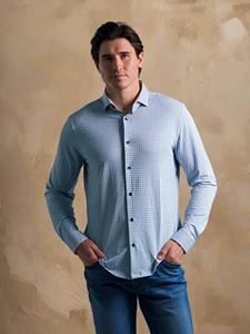 Dark Navy Smart Micro Geo Apex Men'S Shirt | Stone Rose Shirts Collection | Sam's Tailoring Fine Men Clothing
