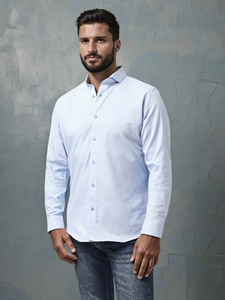 Light Blue Edge Monarch Long Sleeve Men Shirt | Stone Rose Shirts Collection | Sam's Tailoring Fine Men Clothing