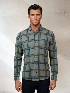 Blue Clubhouse Glencheck Long Sleeve Rover Shirt | Stone Rose Shirts Collection | Sam's Tailoring Fine Men Clothing