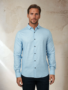 Light Blue Micro Diamond Nova Long Sleeve Shirt | Stone Rose Shirts Collection | Sam's Tailoring Fine Men Clothing