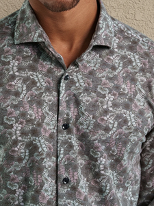 Dark Pink Urban Jungle Print Origin Men'S Shirt | Stone Rose Shirts Collection | Sam's Tailoring Fine Men Clothing