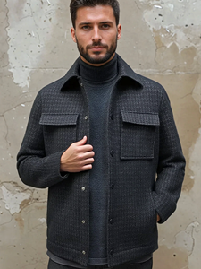Dark Navy Knit Houndstooth Men Hunter Jacket | Stone Rose Jackets Collection | Sam's Tailoring Fine Men Clothing