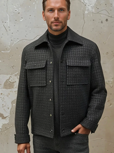 Black Knit Houndstooth Men Hunter Jacket | Stone Rose Jackets Collection | Sam's Tailoring Fine Men Clothing