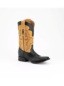 Black Ostrich Leg Square Nash Men's Boot | Ferrini Men's Boots | Sam's Tailoring Fine Men Clothing