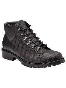 Black Oiled Pebble Italian Leather Felipe Boot | Belvedere Boots Collection | Sam's Tailoring Fine Men's Clothing