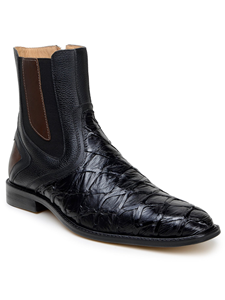 Black Pirarucu Fish Leather & Calf Lima Ankle Boot | Belvedere Boots Collection | Sam's Tailoring Fine Men's Clothing