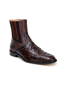 Brown Pirarucu Fish Leather & Calf Lima Ankle Boot | Belvedere Boots Collection | Sam's Tailoring Fine Men's Clothing