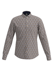 Pumpkin Medallion Print Long Sleeve Men's Shirt | Brax Men's Shirts Collection | Sam's Tailoring Fine Men Clothing