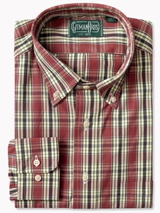 Red Winter Madras Long Sleeve Men's Shirt | Gitman Shirts Collection | Sam's Tailoring Fine Men Clothing