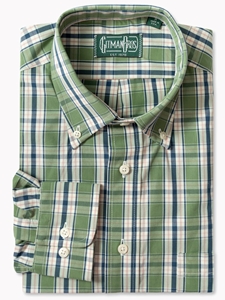 Green Winter Madras Long Sleeve Men's Shirt | Gitman Shirts Collection | Sam's Tailoring Fine Men Clothing